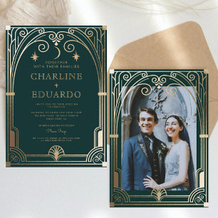 Invitation de mariage ornement de lierre vert forê