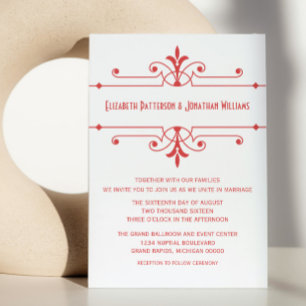 Invitation de mariage ornemental fantaisie Red v2