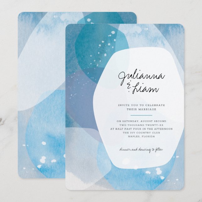 Invitation de mariage Pacific Blue (Devant / Derrière)