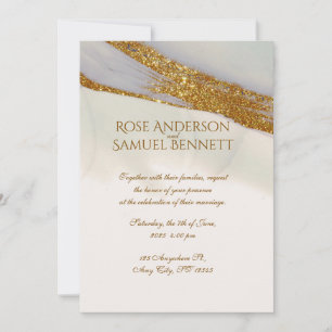 Invitation de mariage pailletée à l'encre d'alcool