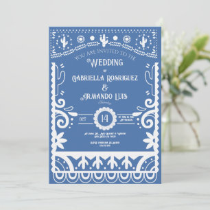 Invitation de mariage Papier Découpé Bleu Clair et