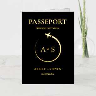 Invitation de mariage Passeport Or