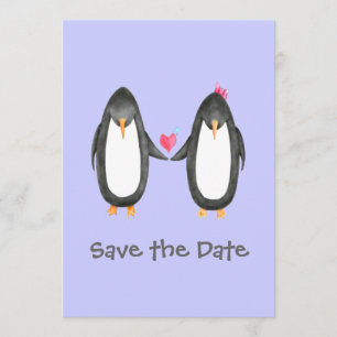 Invitation de mariage Pengin Luv