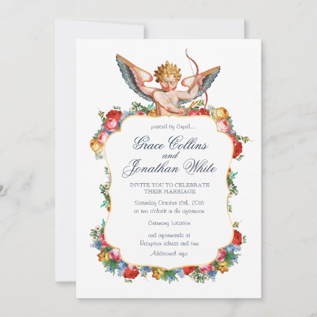 invitation de mariage personnalisé Cupidon (Devant)