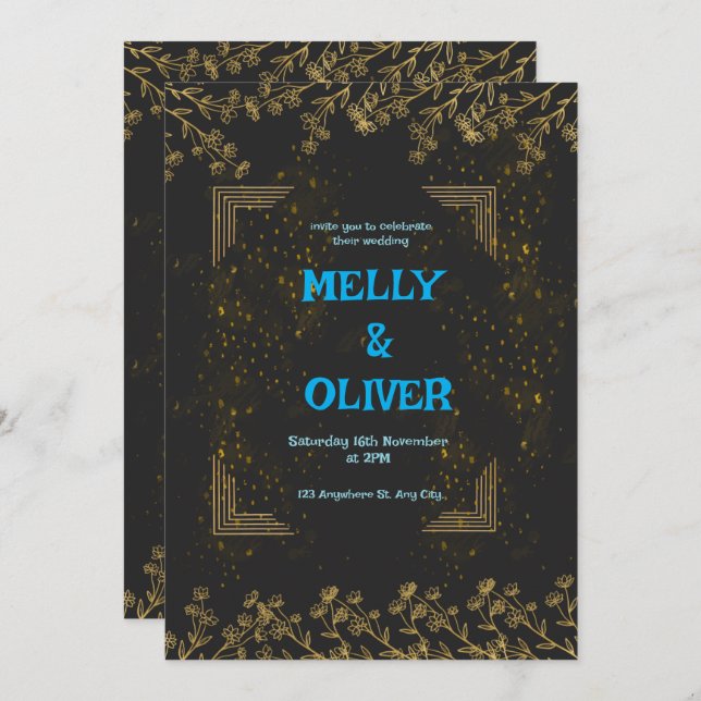 Invitation de mariage personnalisée (Devant / Derrière)