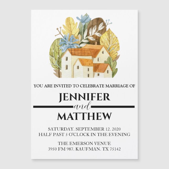 Invitation de mariage personnalisée avec aquarelle (Devant)