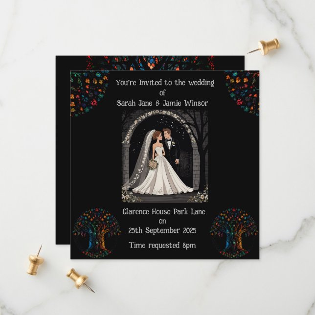 Invitation de mariage personnalisée avec image de  (Devant/Arrière en situation)