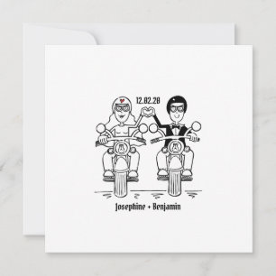Invitation de mariage personnalisée pour motard