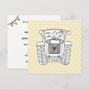 Invitation de mariage personnalisée sur tracteur d