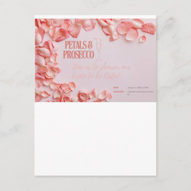 Invitation de mariage Pétales & Prosecco (Devant)