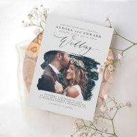 Invitation de mariage photo bohème moderne gris