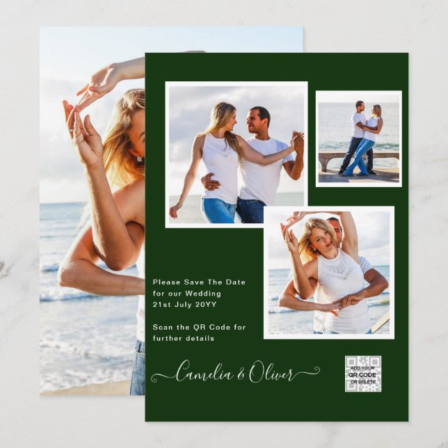Invitation de mariage photo moderne QR CODE Répons (Devant / Derrière)