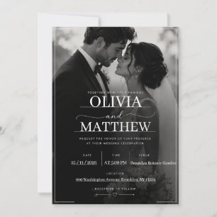 Invitation de mariage photo noir minimaliste moder