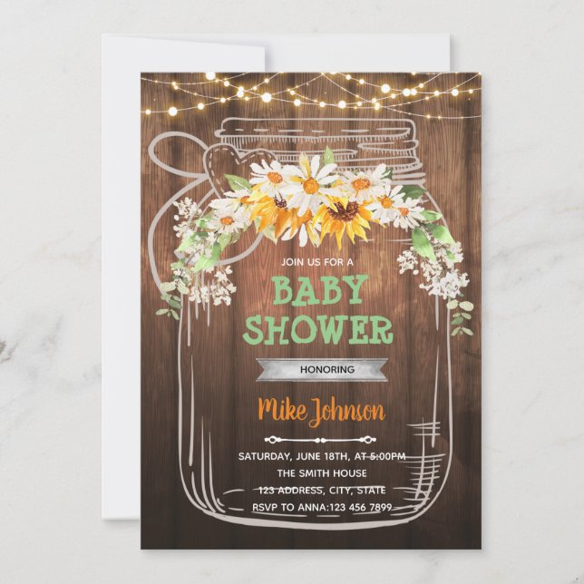 Invitation de mariage pique-nique dans un pot maso (Devant)
