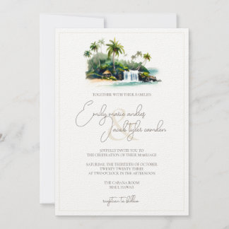 Invitation de mariage - Plage tropicale en aquarel