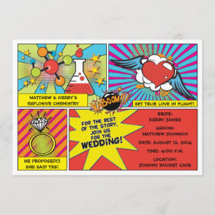 Invitation de mariage Pop Art bande dessinée