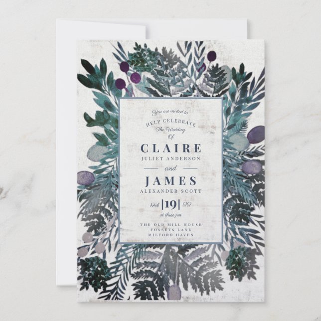 Invitation de mariage pour le feuillage rustique d (Devant)