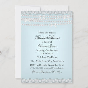 Invitation de mariage Pretty Lace & Pearl Blue