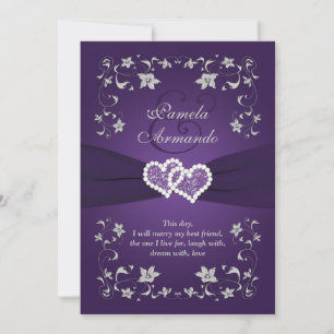 Invitation de mariage   Purple, Argent, Floral, Co