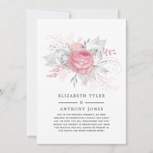 Invitation de mariage réduite avec fleurs roses et