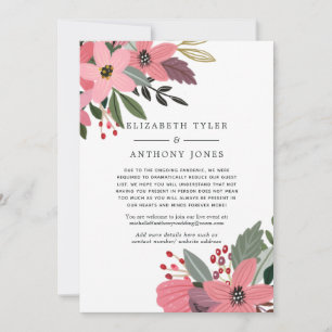 Invitation de mariage réduite florale de Noël rose
