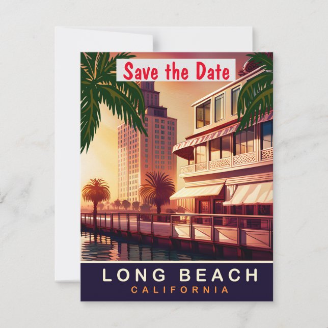 Invitation de mariage rétro à Long Beach Coastal (Devant)