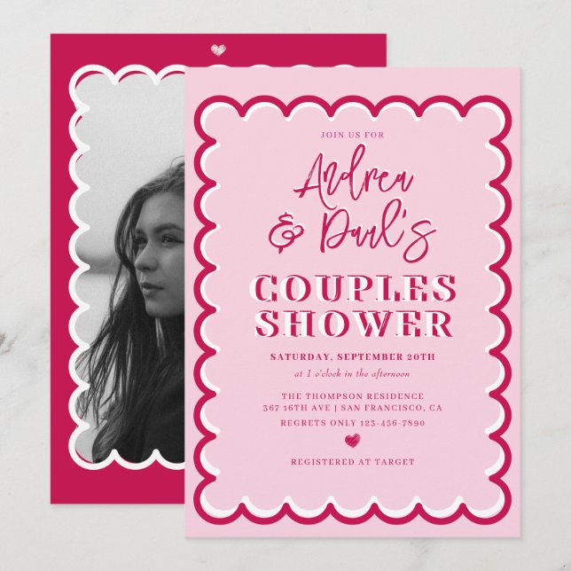 Invitation de mariage rétro pour couples (Devant / Derrière)
