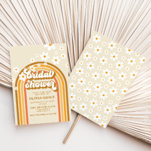 Invitation de mariage rétro Rainbow Daisy Groovy