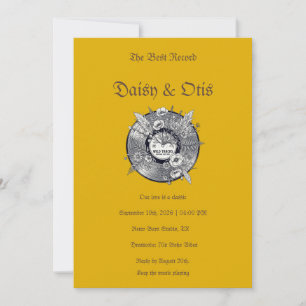 Invitation de mariage rétro vinyle 70s Boho