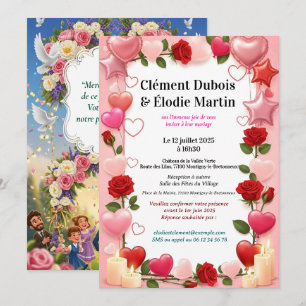 Invitation de Mariage Romantique aux Fleurs