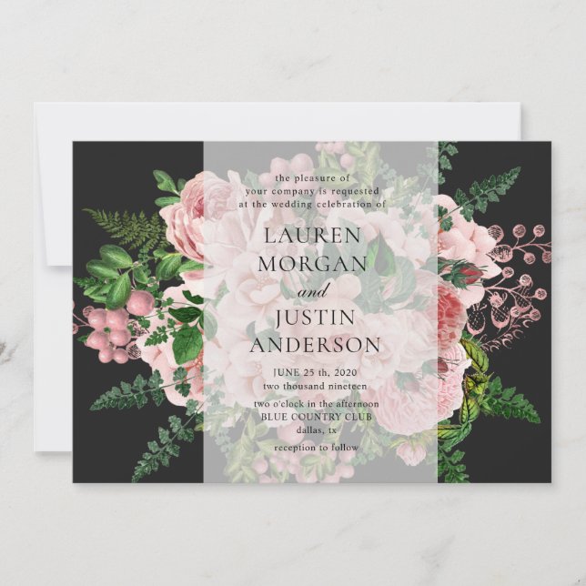 Invitation de mariage romantique aux roses ancienn (Devant)