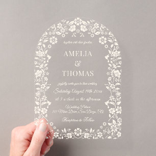 Invitation de mariage romantique florale en ivoire
