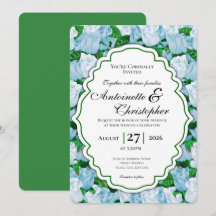 Invitation de mariage Rose Bleue et Blanche avec B