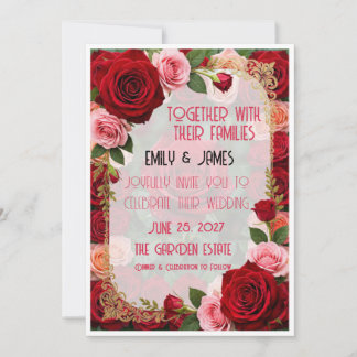 Invitation de mariage Rose Cramoisi Classique