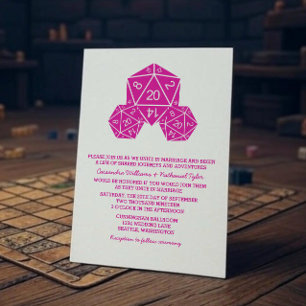 Invitation de mariage rose D20 dés