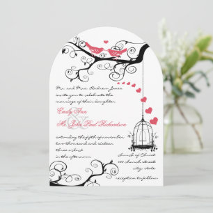 Invitation de mariage rose des Inséparables modern