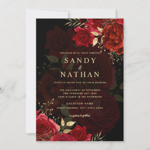 Invitation de mariage Rose Romantique Rouge