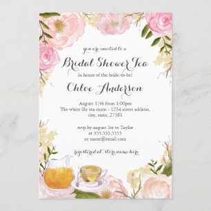 Invitation de mariage Rose Rose théière