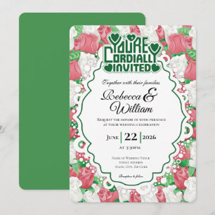 Invitation de mariage Rose Rouge & Blanche - Lettr
