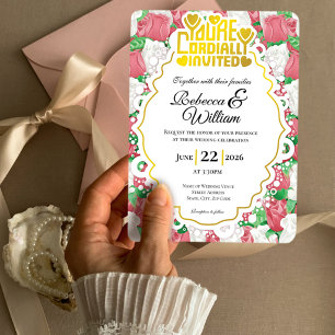 Invitation de mariage Rose Rouge & Blanche - Lettr