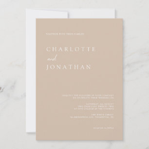 Invitation de mariage rose taupe écriture moderne 