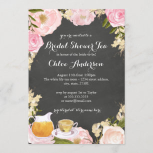 Invitation de mariage Rose & Teacup Chalkboard