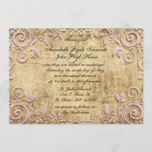 Invitation de mariage rose Vintage