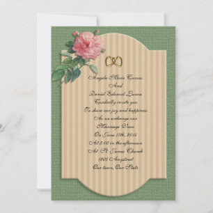 Invitation de mariage rose vintage shabby chic
