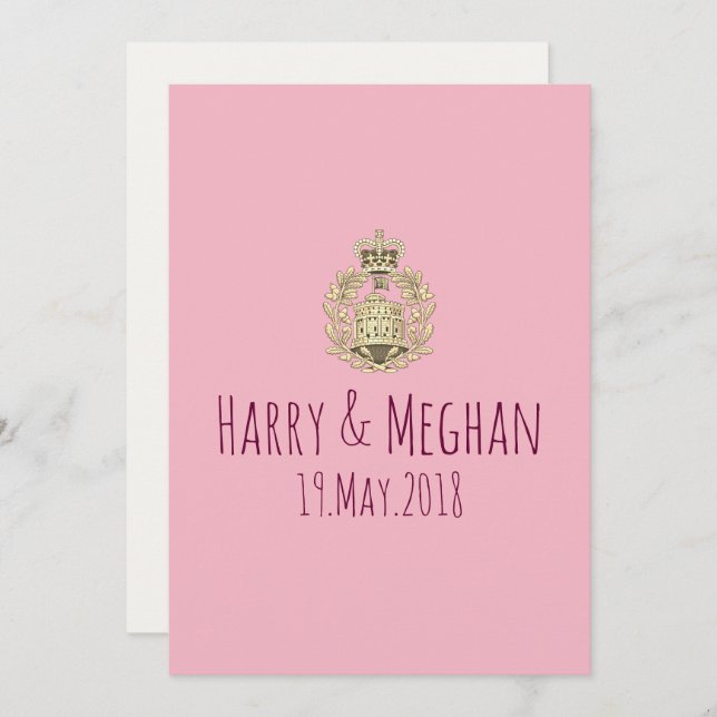 Invitation de mariage royal de Harry et Meghan (Devant / Derrière)