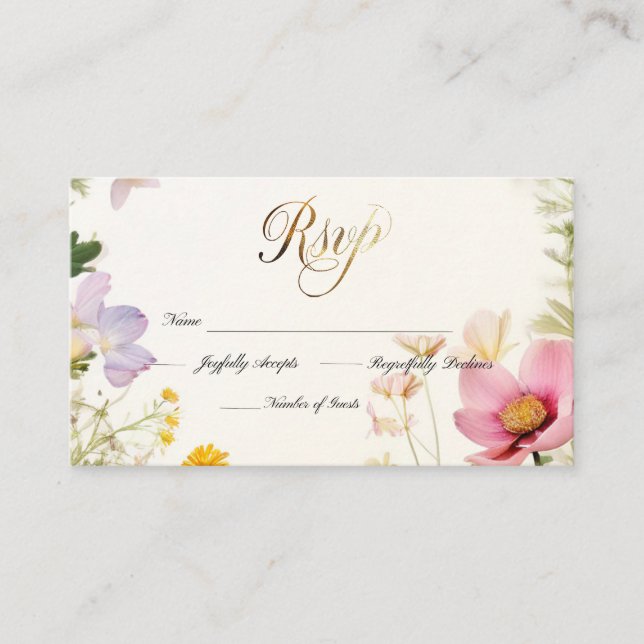 Invitation de mariage RSVP fleur sauvage (Devant)