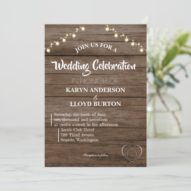Invitation de mariage rustique (Debout devant)
