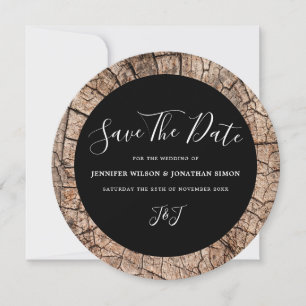 Invitation de mariage rustique à grain de bois pou