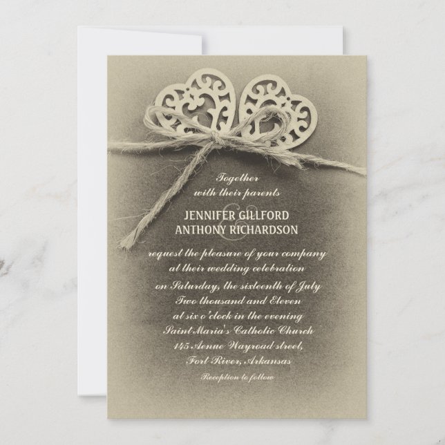invitation de mariage rustique vintage (Devant)