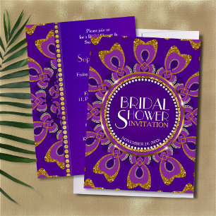 Invitation de mariage scintillante en or royal pou
